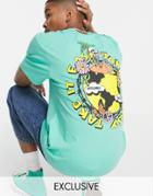 Reclaimed Vintage Inspired Organic Cotton T-shirt With Graphic Back Print-green