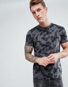 Threadbare Camo Print T-shirt - Gray
