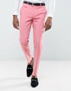 Asos Wedding Skinny Smart Pants In Pink - Pink