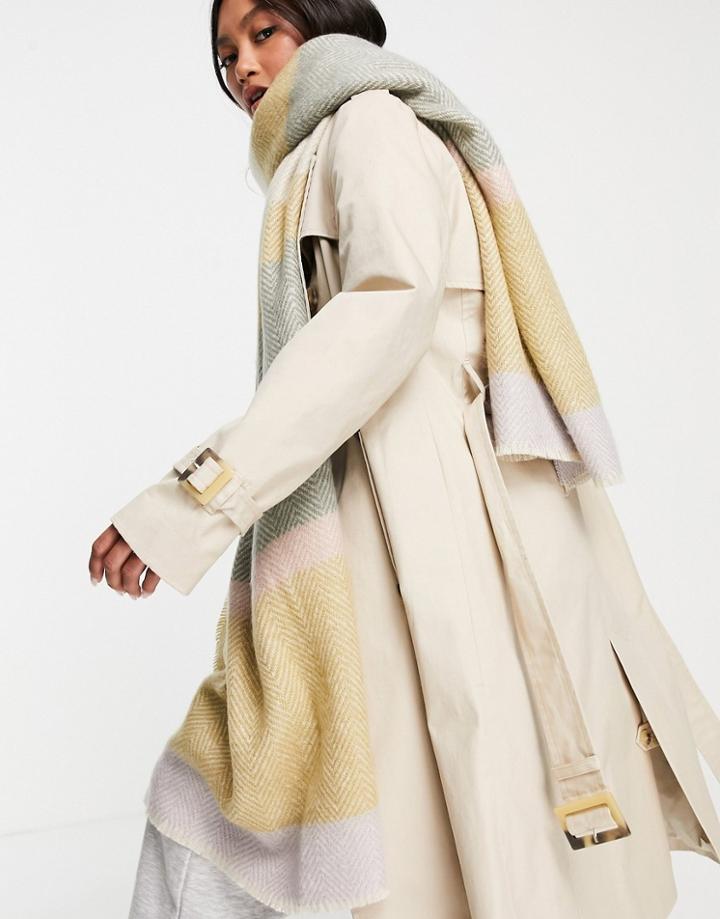 Asos Design Scarf In Pastel Color Block Herringbone-multi