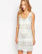 Greylin Lace Overlay Sleeveless Shift Dress - White