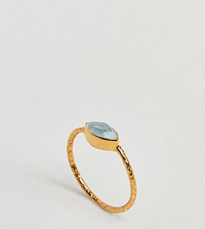 Kingsley Ryan Gold Plated Aquamarine Stone Ring - Gold