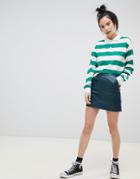 Pull & Bear Basic Pu Skirt - Green