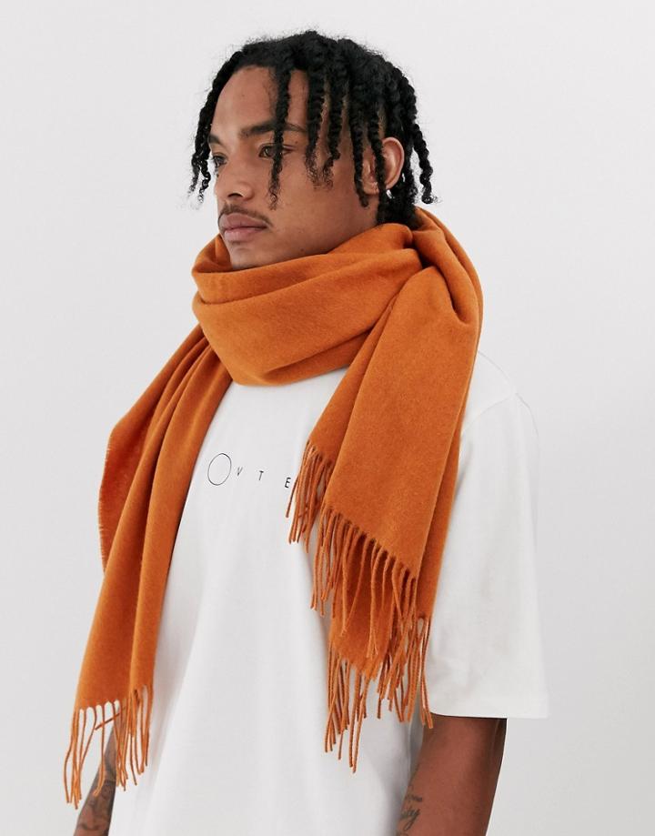 Asos White 100% Wool Blanket Scarf In Rust - Brown