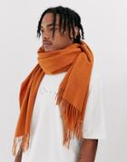 Asos White 100% Wool Blanket Scarf In Rust - Brown