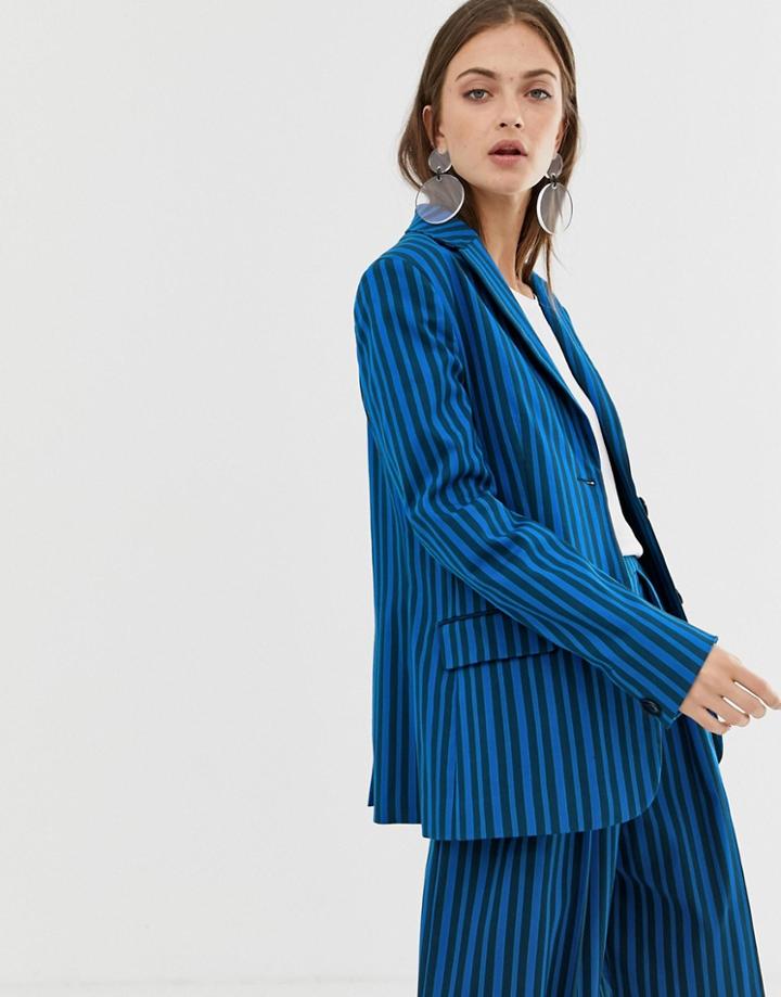 Asos White Tonal Stripe Blazer - Multi