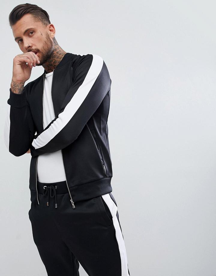 The Couture Club Track Jacket In Black Muscle Fit - Black