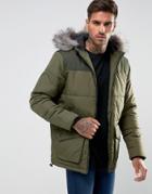 Another Influence Hooded Quilted Coat - Green