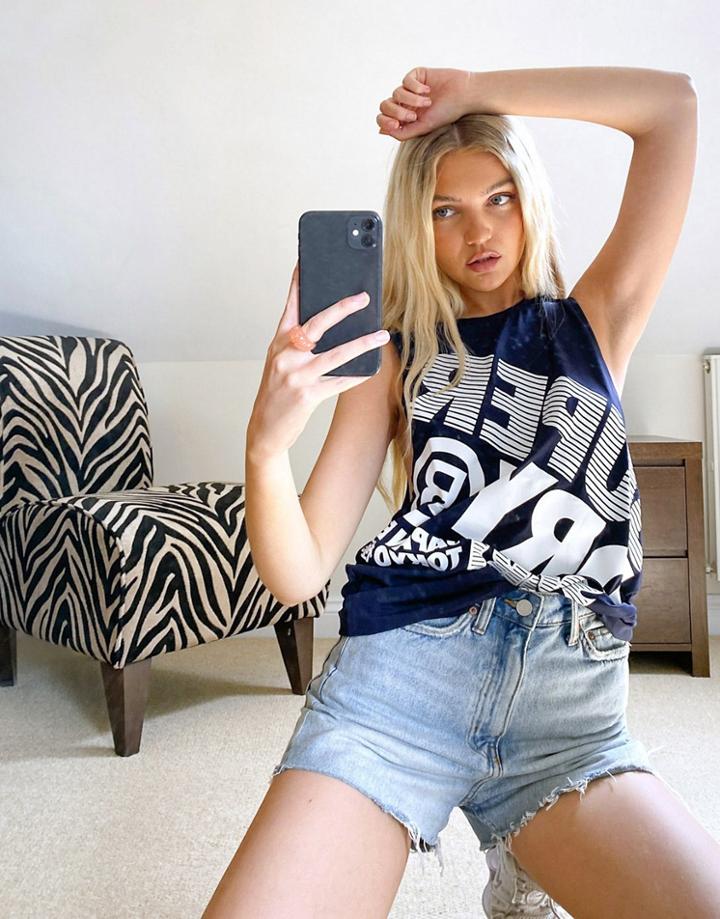 Superdry Sport Logo Tank Top In Navy