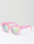 Jeepers Peepers Thick Frame Cat Eye Sunglasses In Pink - Crystal Pink