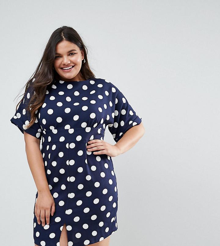 Closet London Plus Kimono Sleeve Mini Dress With Tie Back Detail And Split Front - Multi