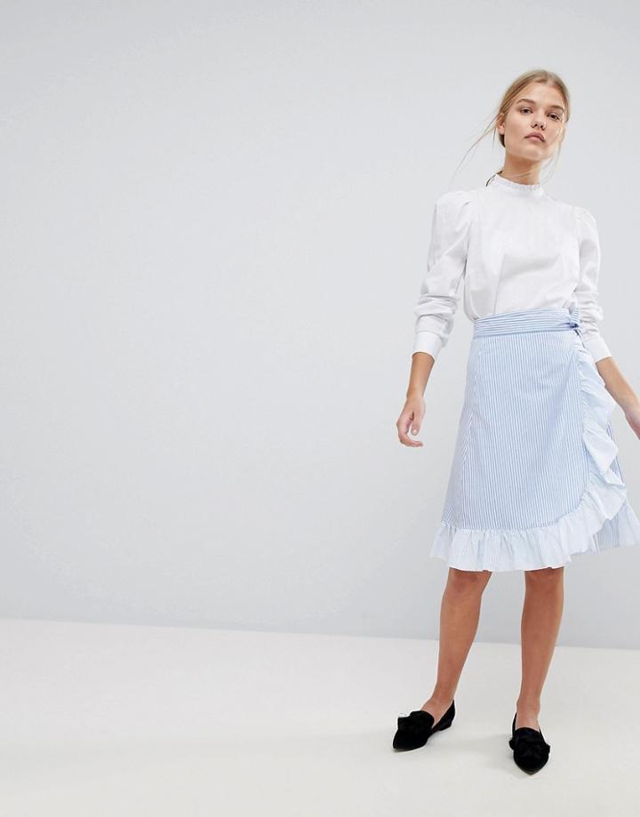 Max & Co Ruffle Wrap Skirt - Blue
