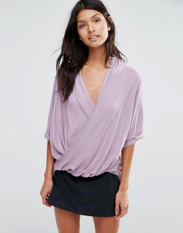 Pixie & Diamond Cowl Front Blouse - Purple