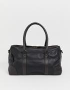 Asos Design Leather Carryall In Black And Brown