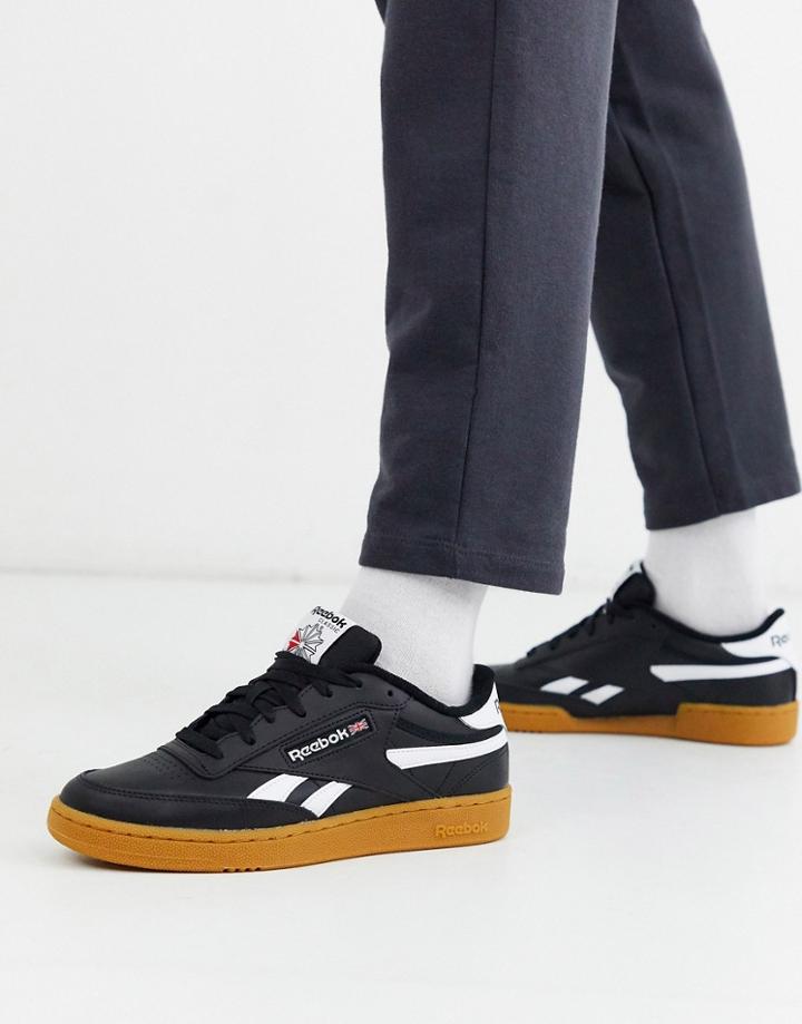 Reebok Classics Club C Revenge Sneakers In Black With Gum Sole