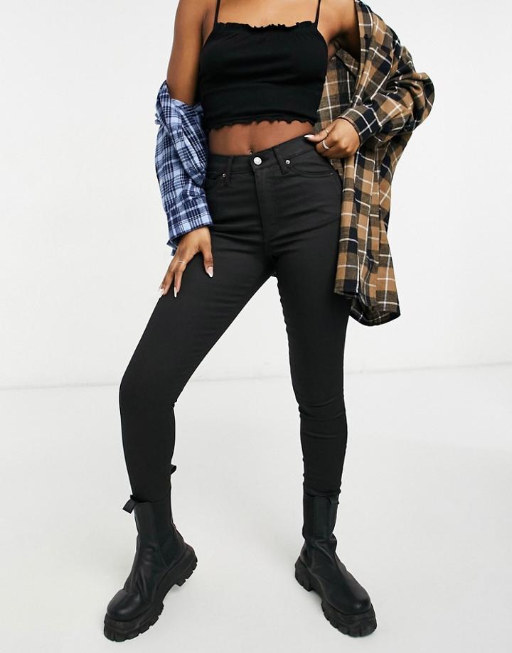 Topshop Jamie Skinny Jeans In Coated Black
