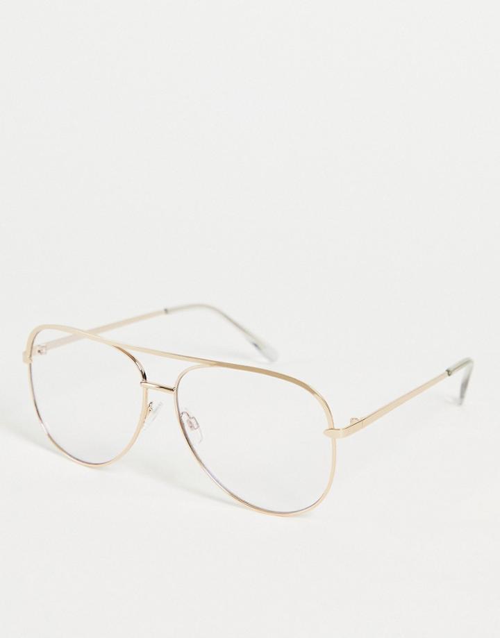 Aj Morgan Mcblues Bros Unisex Aviator Blue Light Sunglasses-gold