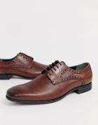 Silver Street Leather Punched Derby Lace Up Shoe In Brown - Brown