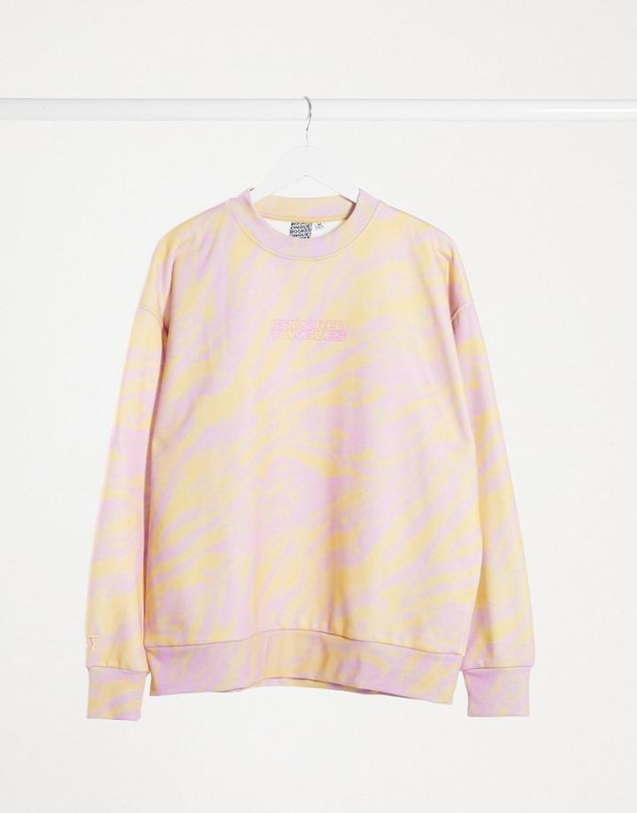 Crooked Tongues Co-ord Sweatshirt In Animal Print-brown