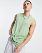 Le Breve Sleeveless Tank In Dark Mint-green