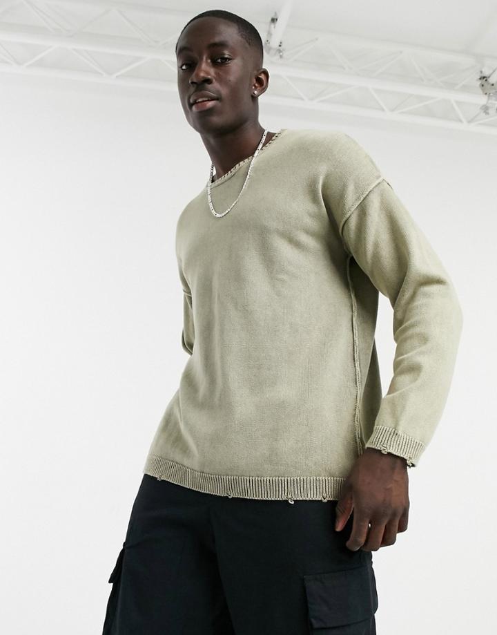 Bershka Washed Sweatshirt In Beige-neutral