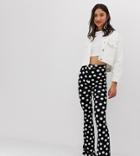 Asos Design Tall Flare Pants In Polka Dot - Multi