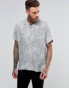 Asos Viscose Shirt In Paisley Print With Revere Collar In Regular Fit - White