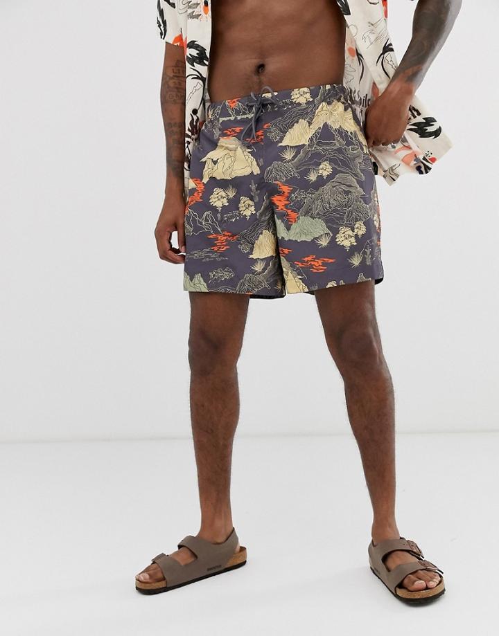 Weekday Apex Map Swim Shorts-tan