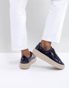 Puma Basket Heart Sneaker In Navy Patent - Navy