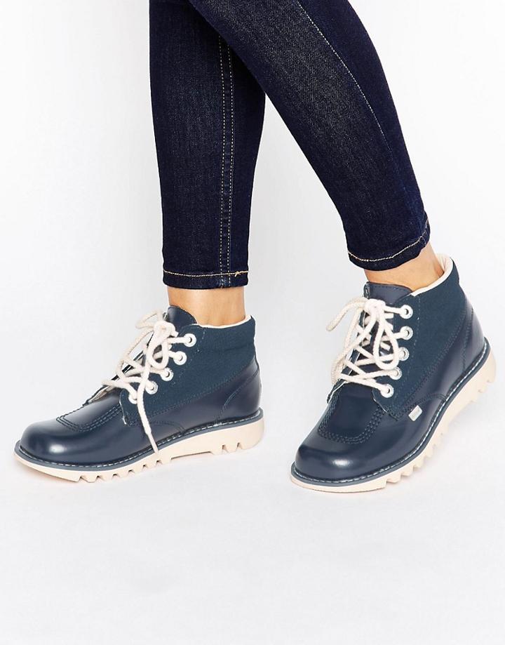 Kickers Hi Side Leather Boot - Navy