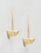 Ottoman Hands Crescent Gold Through And Through Earrings - Gold