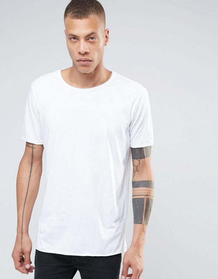 Weekday Dark Raw Edge T-shirt - White