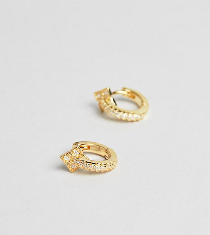 Galleria Armadoro Gold Plated Pave Huggie Hoop Earrings - Gold