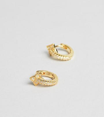 Galleria Armadoro Gold Plated Pave Huggie Hoop Earrings - Gold