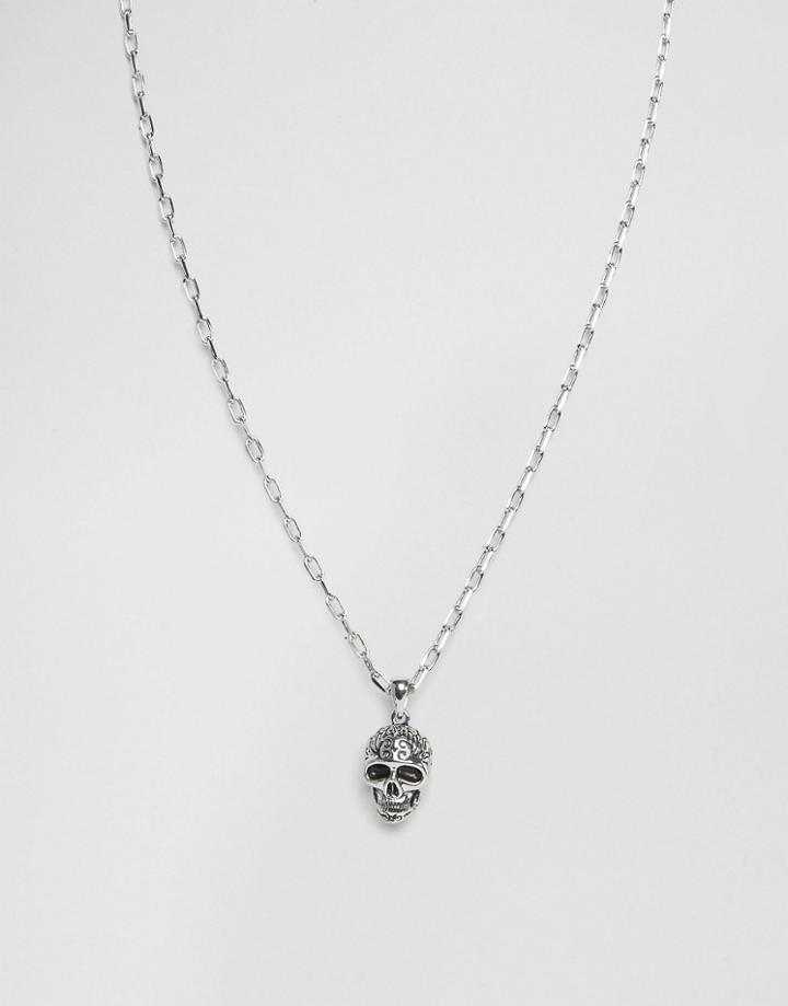 Rebel Heritage Skull Pendant Necklace In Silver - Silver