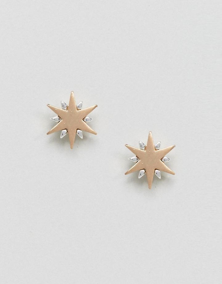 Asos Sunburst Stud Earrings - Gold