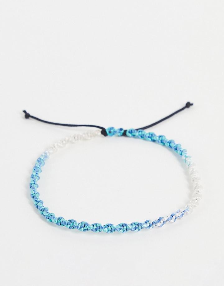 Asos Design Festival Cord Anklet In Blue Ombre Twist