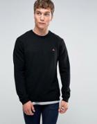Asos Lambswool Rich Lightweight Sweater With Embroidered Logo - Black