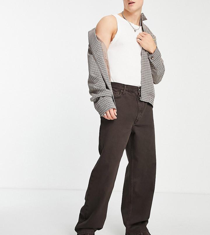 Collusion X014 Extreme 90s Baggy Jeans In Chocolate Brown With Hammer Loop