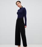 Asos Design Tall Knitted Culottes With Deep Rib-black