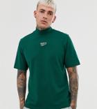 Reebok T-shirt With High Neck And Central Logo In Green Exclusive To Asos