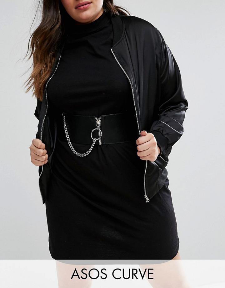 Asos Curve Ring Chain Detail Waspie Belt - Black