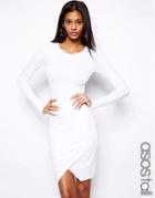Asos Tall Body-conscious Dress With Wrap Front - White