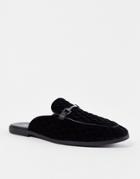 Asos Design Quilted Mule Loafers In Black Velvet