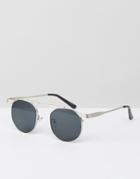Jeeper Peepers Round Sunglasses With Double Brow - Silver