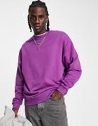 Asos Design Oversized Sweatshirt In Bright Purple-orange