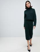 Selected Femme Knit Pencil Skirt-green