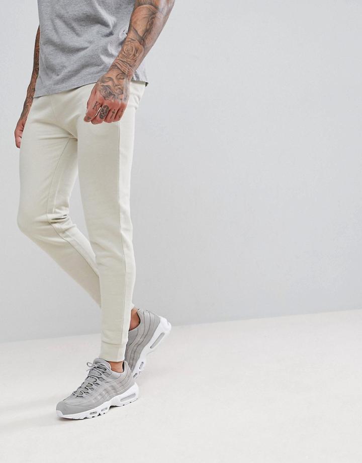Asos Skinny Joggers In Beige - Beige