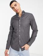 Asos Design Skinny Fit Oxford Shirt In Washed Black-gray