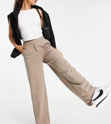 Vila Petite Wide Leg Pants In Stone-neutral